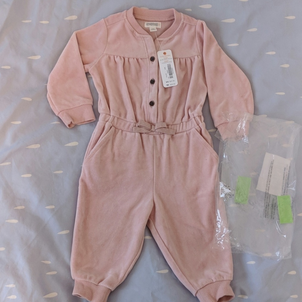 NWT Gumboree velvet bodysuit overalls